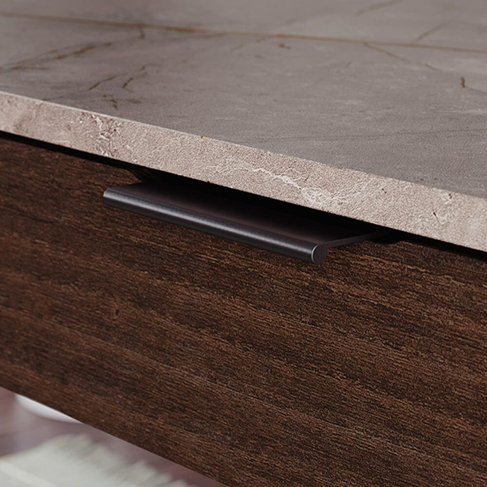 Sauder International Lux L-Shaped Desk in Umber Wood, , large