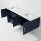 Lexora Home Geneva 72" Double Bathroom Vanity in Navy Blue with 2 cm White Carrara Marble Top and Rectangular Sinks, , large