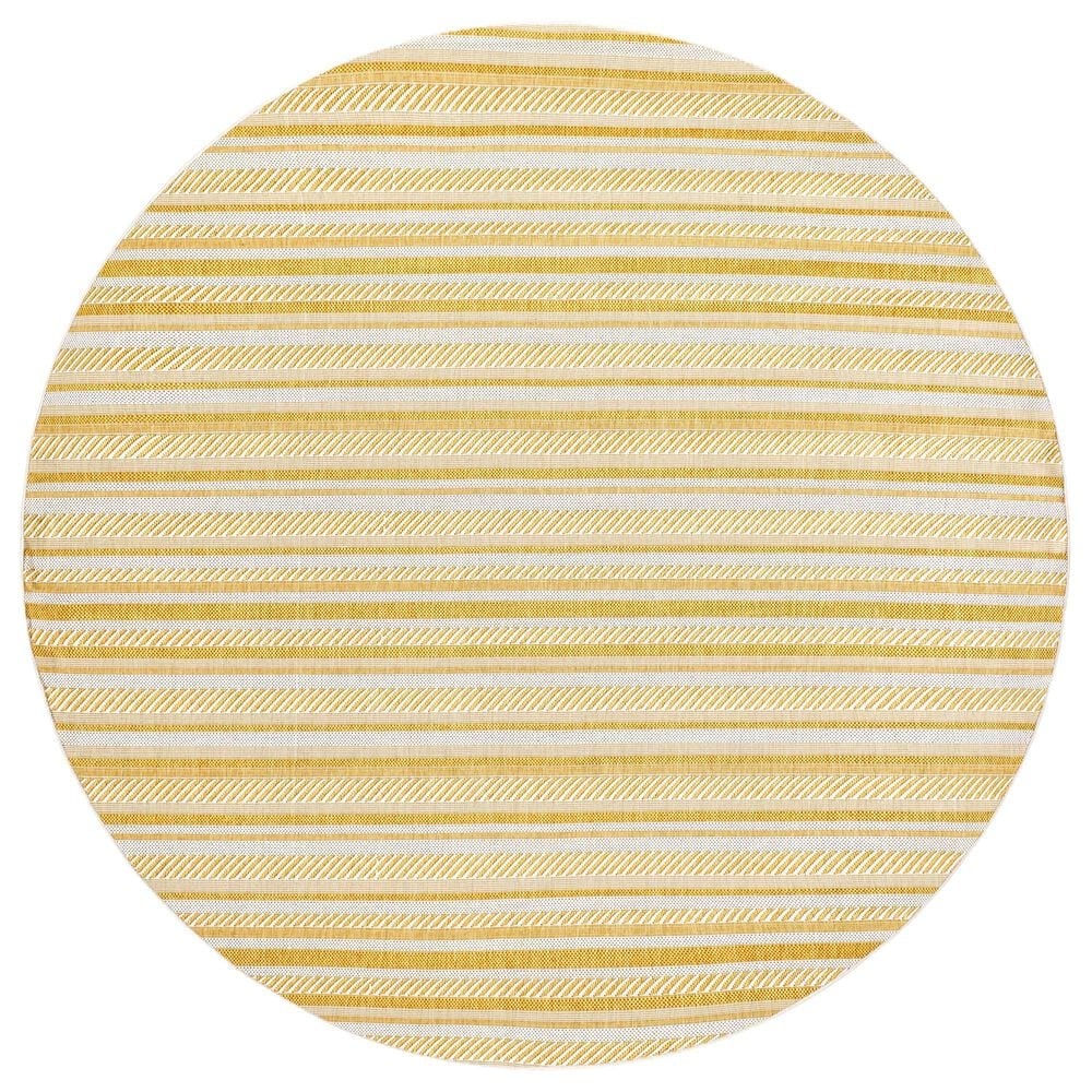 Surya Eagean EAG-2424 Mustard and Ivory 7"10" Round Indoor/Outdoor Area Rug, , large