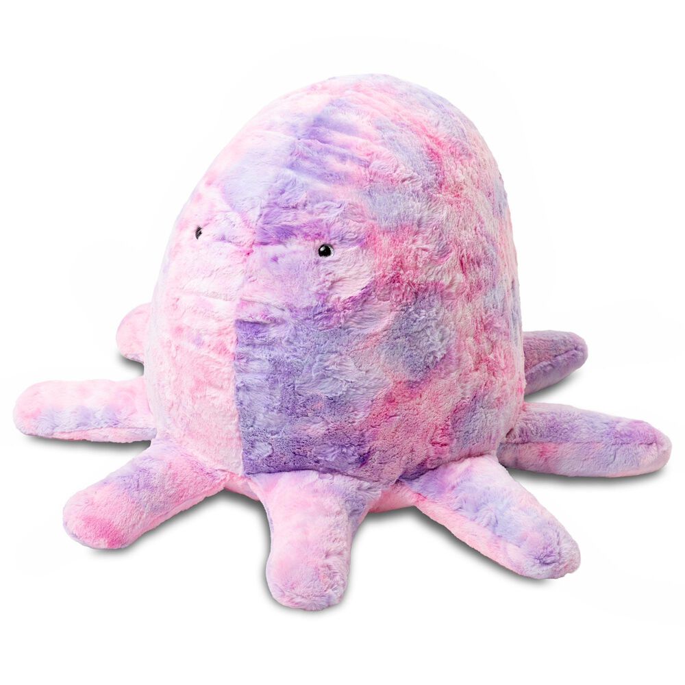 Jaxx Huggy The Octopus Sea Buddy Large Kids Stuffed Animal Bean Bag in Unicorn Pink, , large