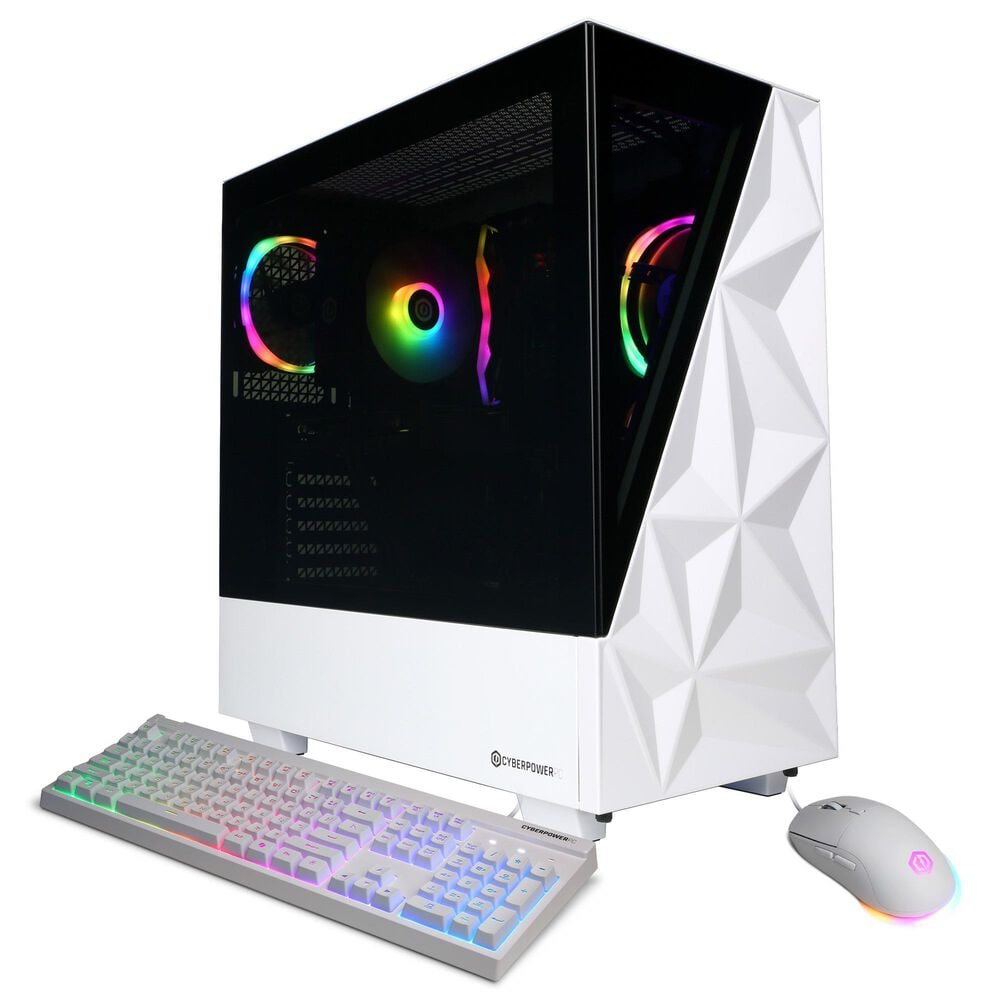 CyberPowerPC Gamer Master Gaming Desktop | AMD Ryzen 5 8400F - 16GB RAM - NVIDIA GeForce RTX 5060 Graphics - 2TB SSD in White, , large