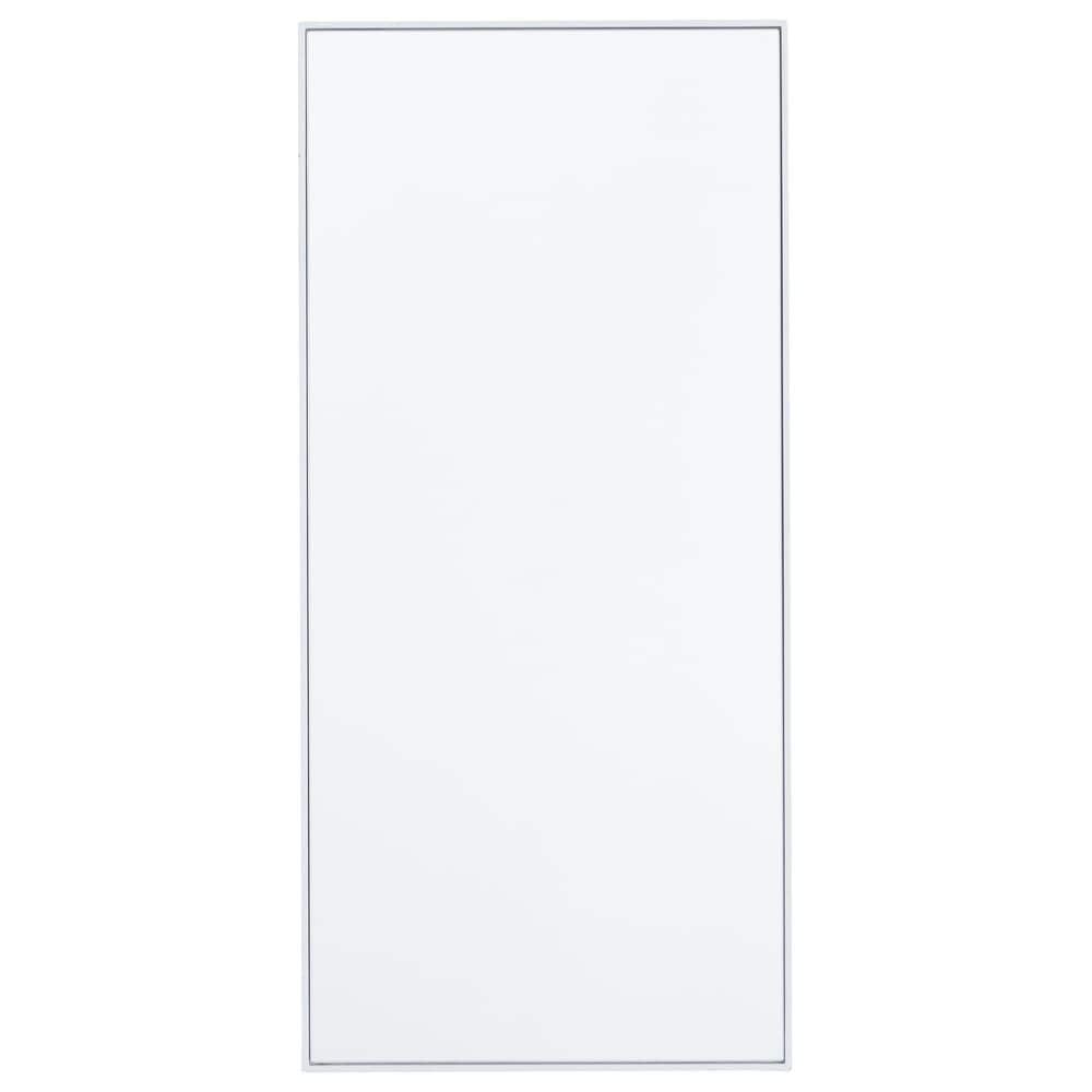 Maple and Jade 30" x 14" Rectangular Wood Wall Mirror with Thin Frame in White, , large