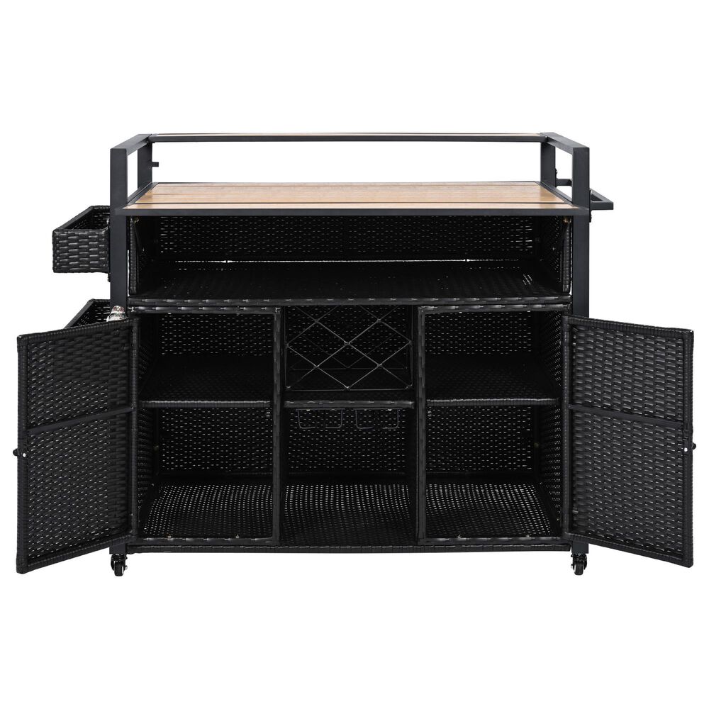 HOMLUX 53" Wicker Outdoor Kitchen Island in Black Brown, , large