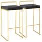 Lumisource Fuji Stackable Barstool with Black Velvet Cushion in Gold (Set of 2), , large