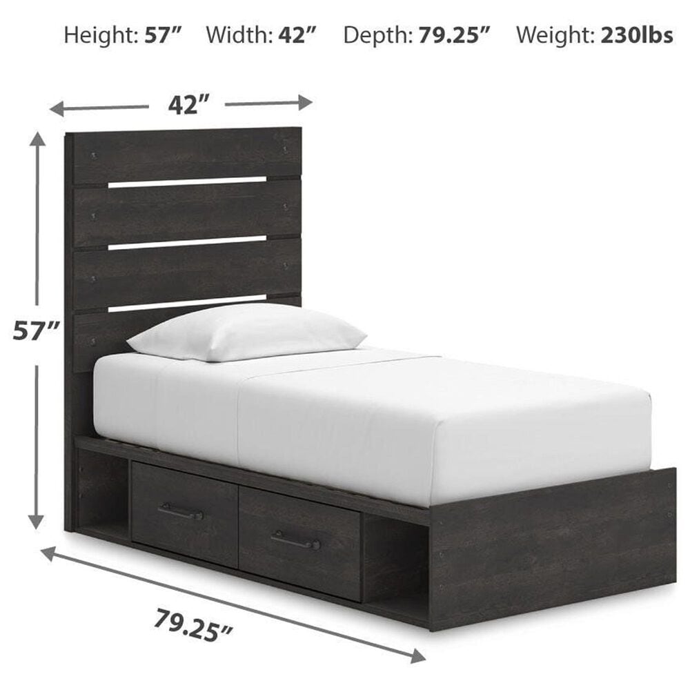 Ashley Hollivern Twin Panel Bed with Storage in Dark Gray, , large