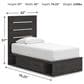 Ashley Hollivern Twin Panel Bed with Storage in Dark Gray, , large