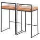 Lumisource Fuji Stackable Counter Stool with Camel Faux Leather Cushion in Black (Set of 2), , large