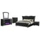 Pacific Landing Lorient Queen 5 Piece Set in Black with Fireplace, , large
