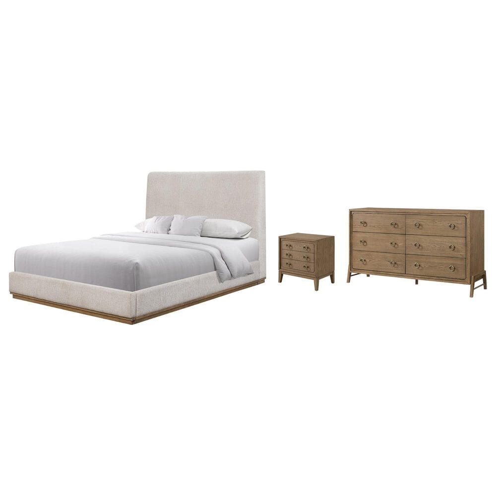 Sterling Timber Elure Queen Upholstered Panel Bed with Dresser and Nightstand in Latte, , large