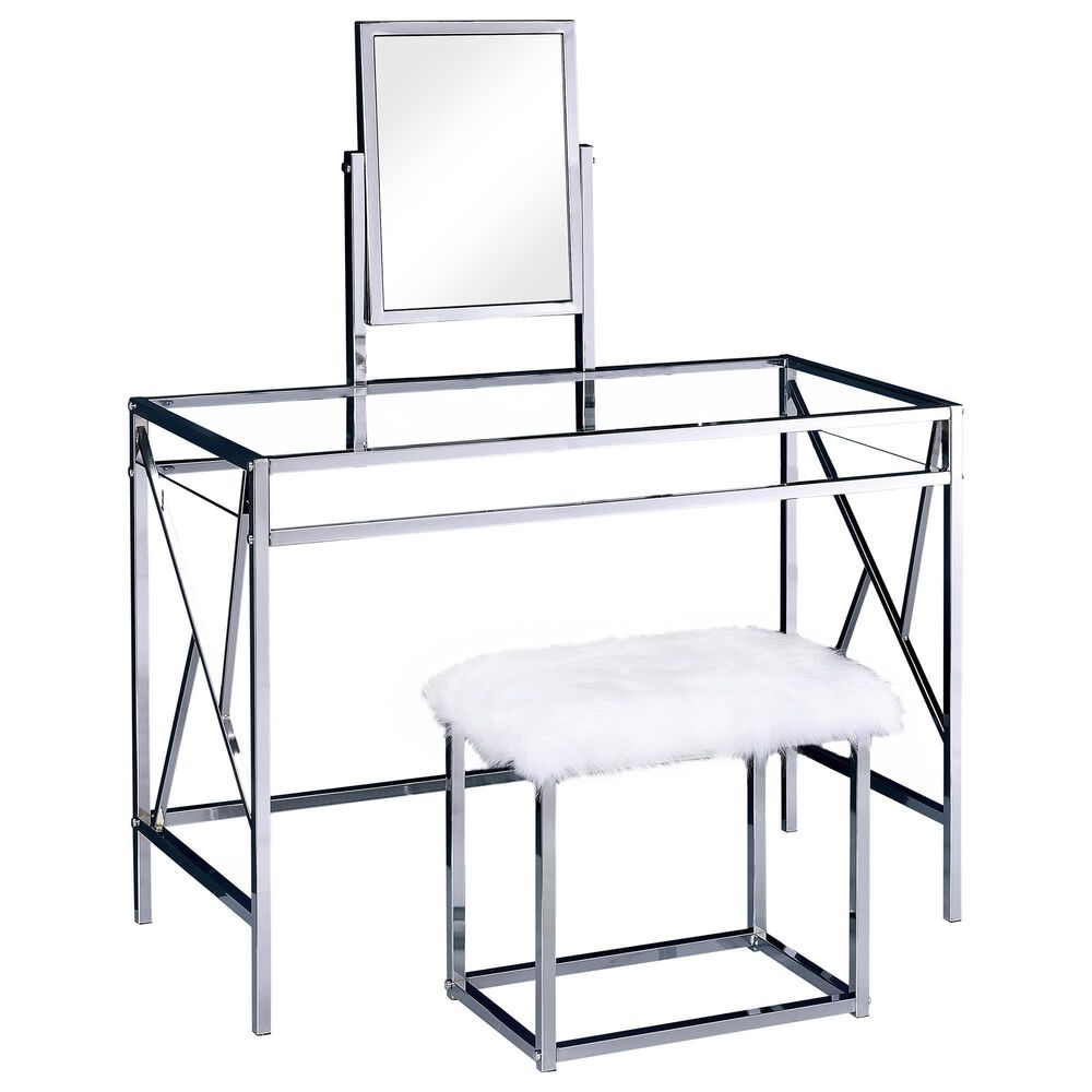 Furniture of America Estrada 3 Piece Vanity Set in Chrome, , large