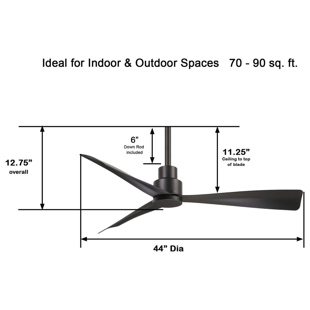 Minka-Aire Simple 44" Indoor/Outdoor Ceiling Fan in Coal, , large