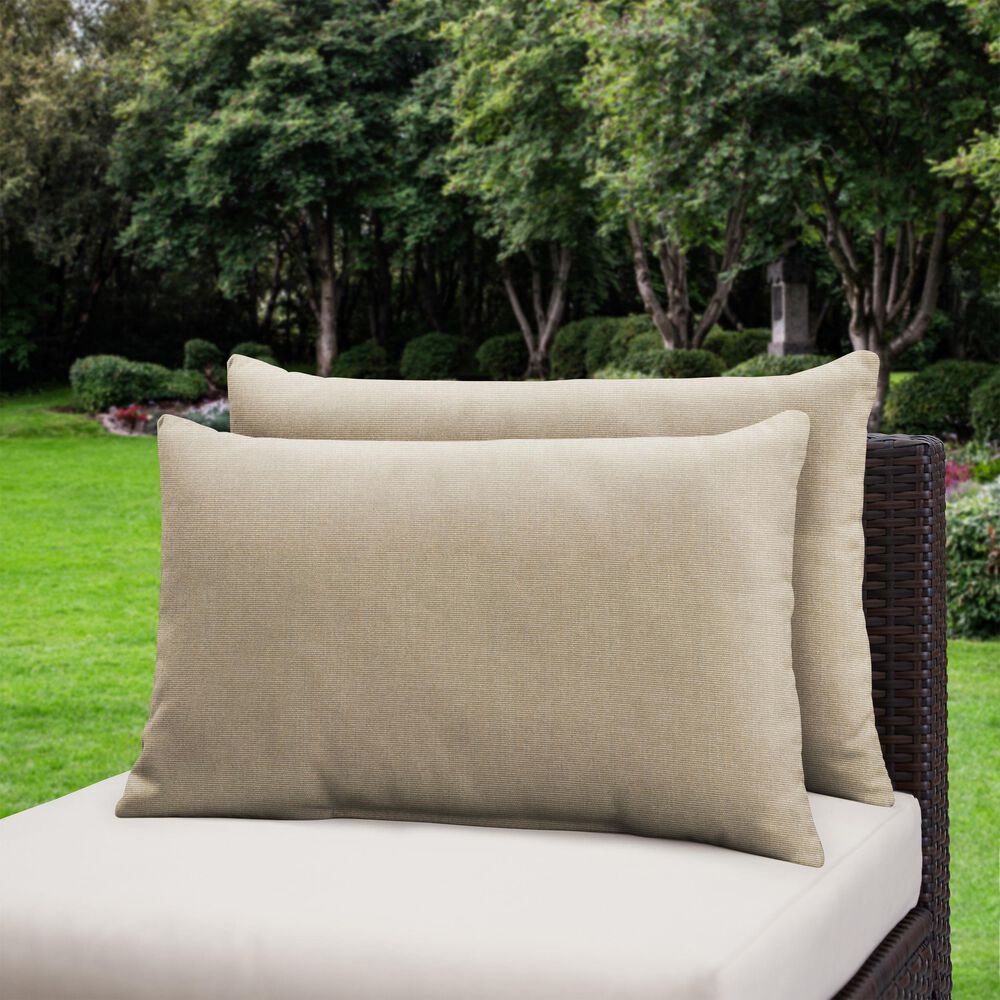 Sorra Home Sunbrella 13" x 20" Pillow in Canvas Taupe (Set of 2), , large