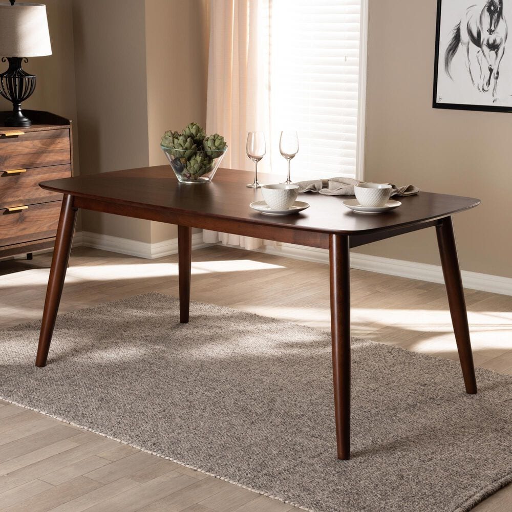Baxton Studio Edna Dining Table in Walnut - Table Only, , large