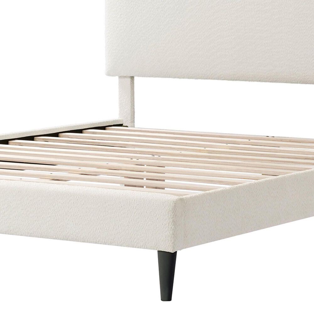 Furniture of America Gail Queen Upholstered Platform Bed with Pillow Headboard in White, , large