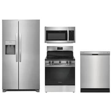 Frigidaire 4-Piece Kitchen Package with 25.6 Cu. Ft. Side-by-Side Refrigerator and 5.3 Cu. Ft. Electric Range in Stainless Steel, , large
