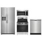 Frigidaire 4-Piece Kitchen Package with 25.6 Cu. Ft. Side-by-Side Refrigerator and 5.3 Cu. Ft. Electric Range in Stainless Steel, , large