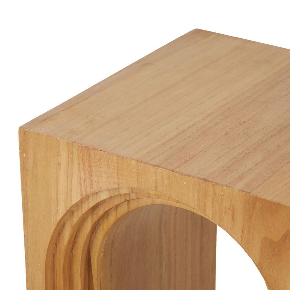 Maple and Jade Cutout Arch End Table in Brown, , large