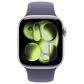 Apple Watch Series 11 (GPS+Cellular) 42mm Aluminum Case with Purple Fog - M/L Sport Band in Silver and 2-Year AppleCare+, , large