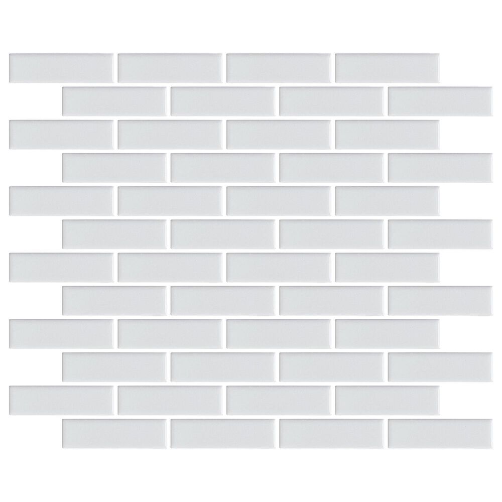 Emser Savvy White 1" x 3" on 11" x 12" Glazed Porcelain Mosaic Sheet, , large