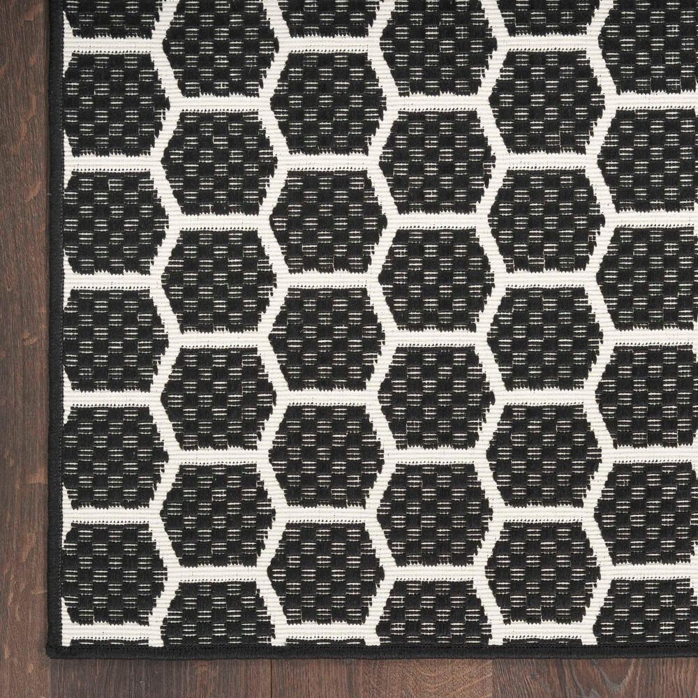 Nourison Twist Reversible 8&#39; x 10&#39; Black Indoor/Outdoor Area Rug, , large
