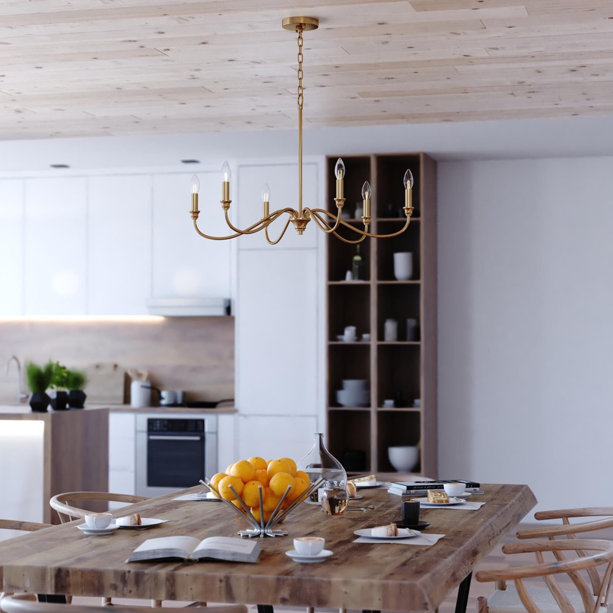 chandelier シェルフ Vaxcel Annabelle 6-Light Chandelier in Muted Brass