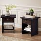 HOMLUX 1-Drawer Modern Nightstand with Open Shelf in Dark Walnut (Set of 2), , large