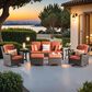 HOMLUX 6-Piece Patio Furniture Set with Swivel Rocking Chairs, High Back Outdoor Wicker Sofa Couch, Brown Rattan in Orange Red, , large