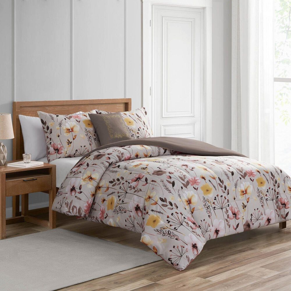 BCP Home Zoa 4-Piece King Comforter Set in Taupe, , large