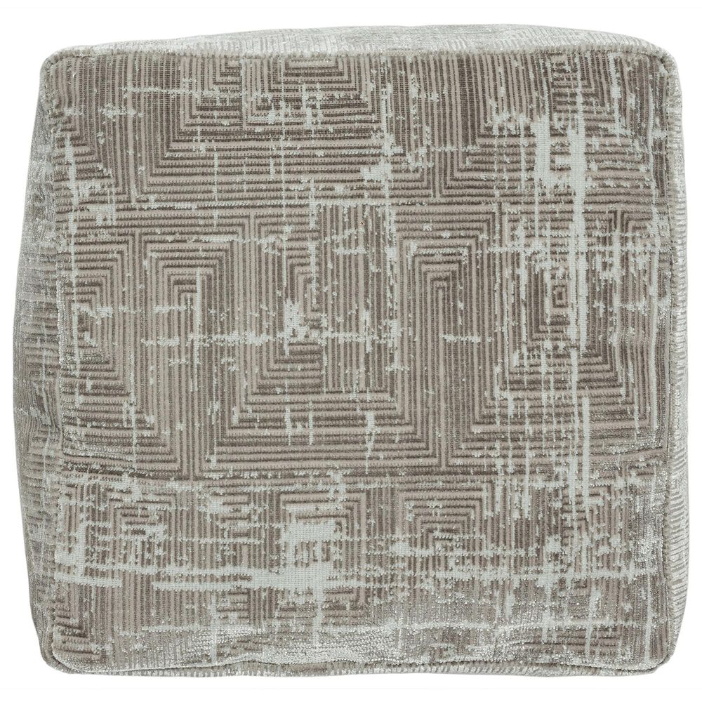 LR Home 18" Square Pouf in Gray and Beige, , large