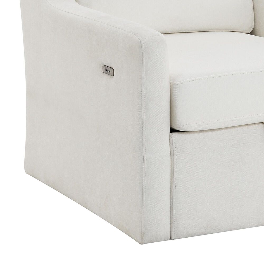 Hearth and Haven Swivel Arm Chair with USB Type-C Ports in White, , large