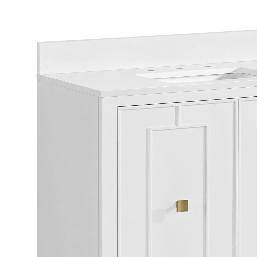 37B Kinsale 36" Single Bathroom Vanity Cabinet in Bright White with White Composite Stone Top and Backsplash, , large