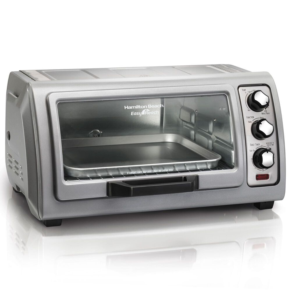 Hamilton Beach 6-Slice Easy Reach Toaster Oven with Roll Top Door in Stainless Steel, , large