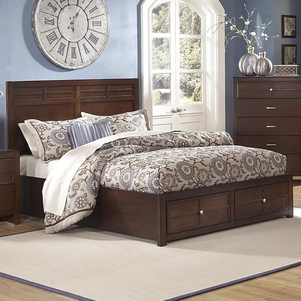 New Heritage Design Kensington Queen Storage Bed in Burnished Cherry, , large