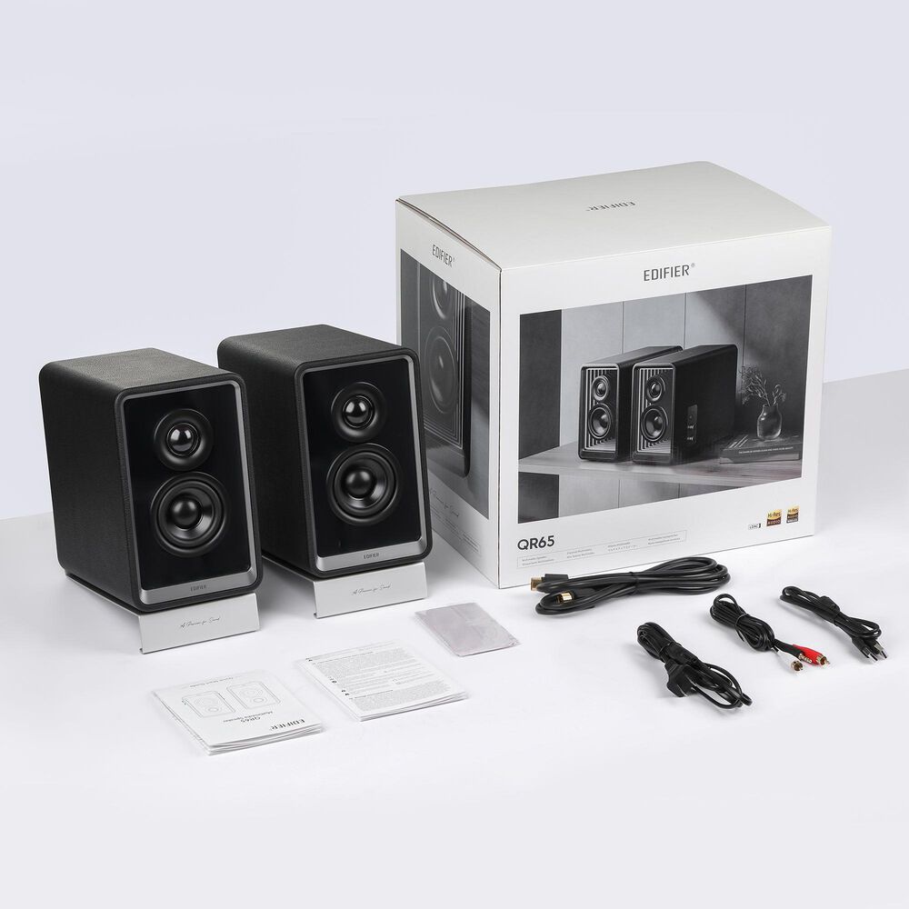 Edifier QR65 2.0 Hi-Res Audio Wireless Active Monitor Speakers Pair in Black, , large