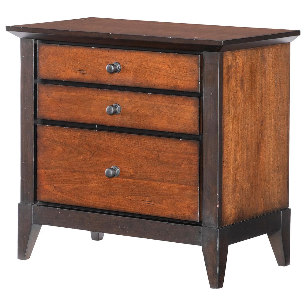 Legacy Classic Fenmore 3-Drawer Nightstand in Dark Mocha and Distressed Cherry with AC Outlets and USB Ports, , large