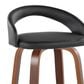 LumiSource Grotto Swivel Bar Stool with Black Faux Leather Upholstery in Walnut Wood and Black (Set of 2), , large