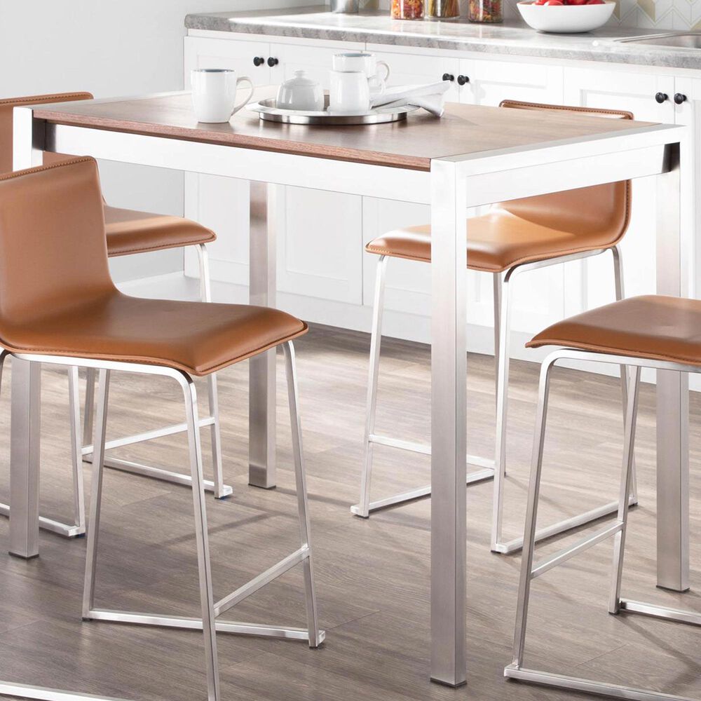 Lumisource Fuji Counter Table in Walnut/Stainless Steel, , large