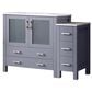 Lexora Home Volez 48" Single Bathroom Vanity in Dark Grey with 2 cm White Ceramic Top, Rectangular Sink and Side Cabinet, , large