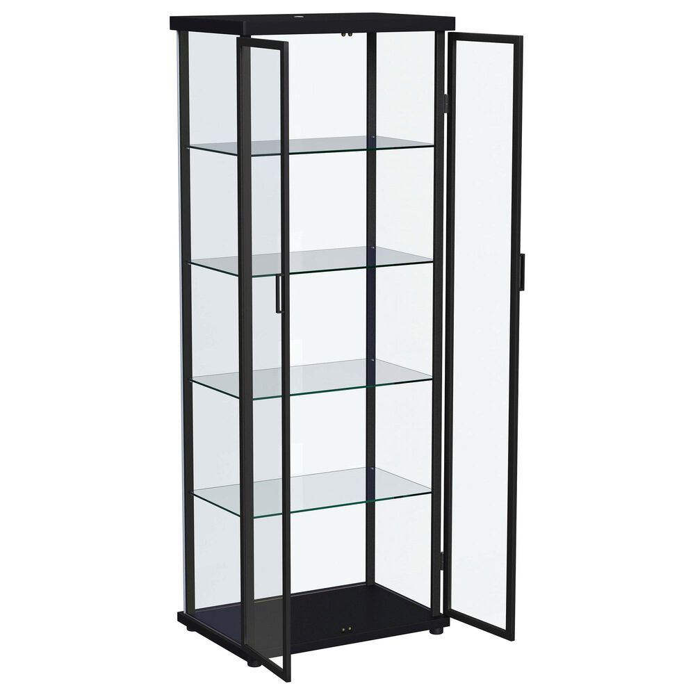 Coaster Aero 5-Shelf Display Curio Cabinet in Black and Clear, , large