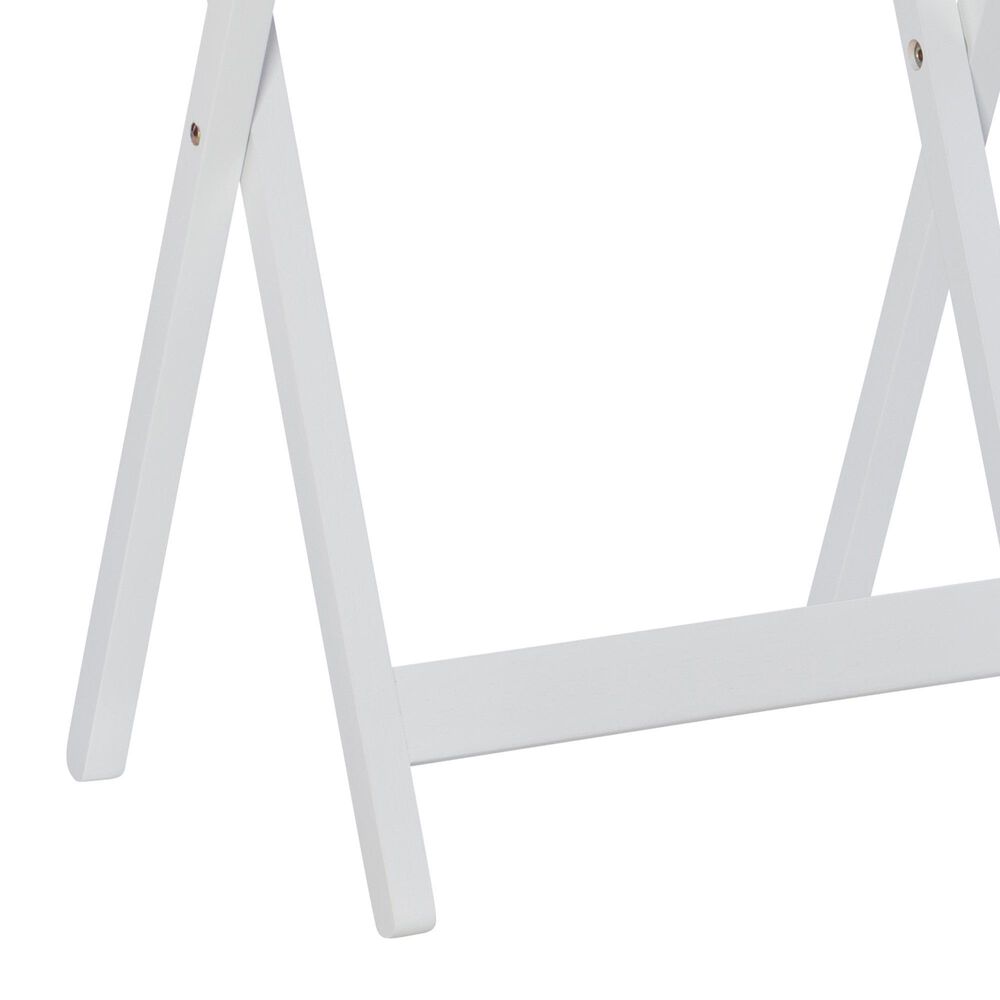 Linon Home Decor Lisbon Folding TV Tray Table Set with Stand in White (Set of 4), , large