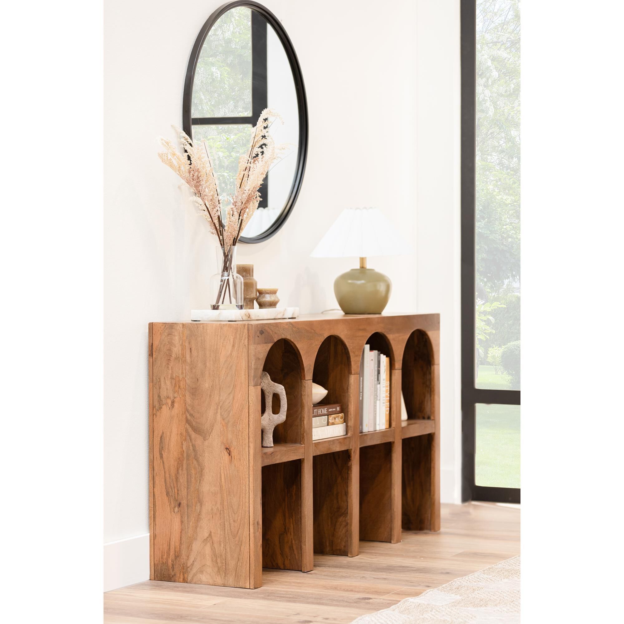 Ashley Luzmanacy Console Sofa Table in Natural Brown