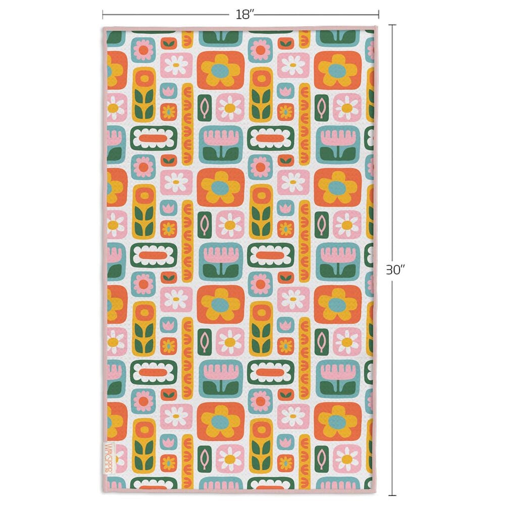 Werkshoppe Daisies and Rainbows Microfiber Towel in Multicolor, , large