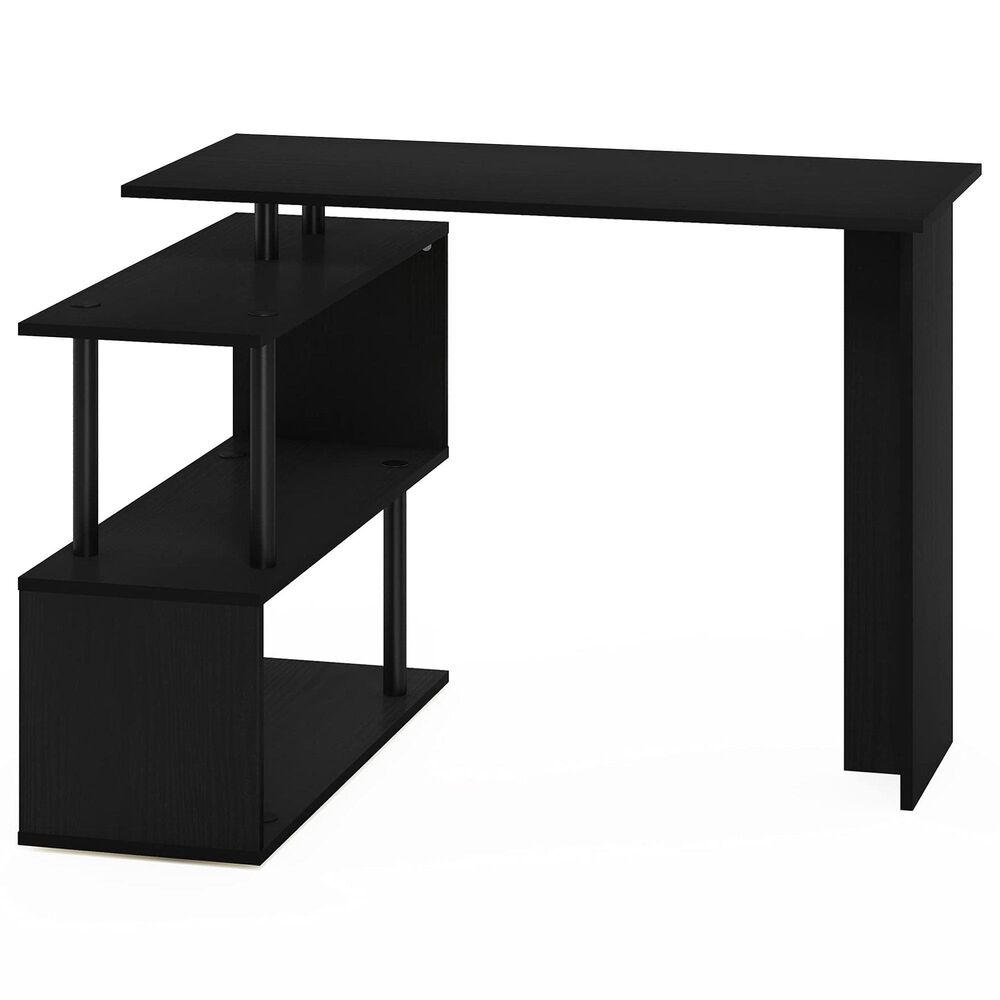 HOMLUX 3-Tier Shelves L-Shape Computer Desk in Americano and Black, , large
