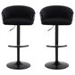 LumiSource Claire Swivel Adjustable Barstool with Black Velvet Upholstery in Black (Set of 2), , large