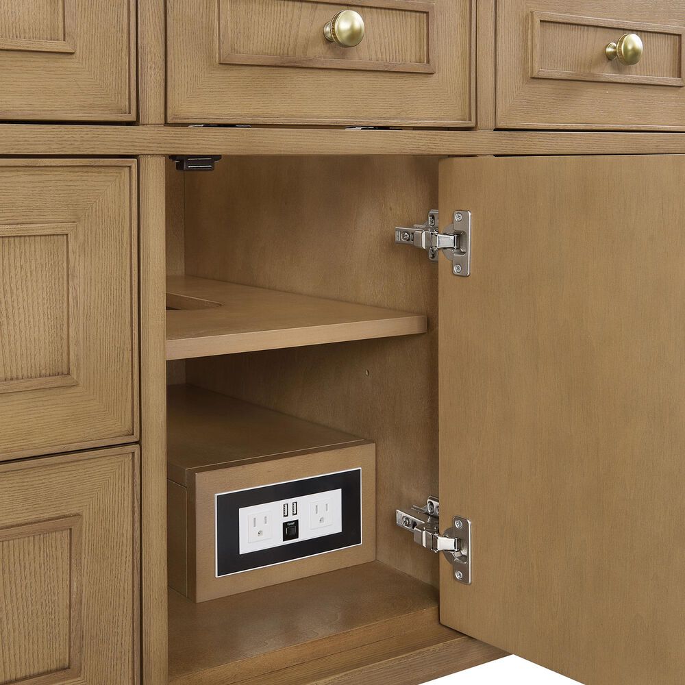 James Martin Vanities Lorelai 48&quot; Single Vanity in Light Natural Oak with 3 cm Arctic Fall Solid Surface Top, , large