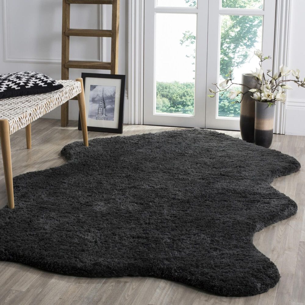 Safavieh Sheep Shag SSG101C 3&#39; x 5&#39; Charcoal Area Rug, , large