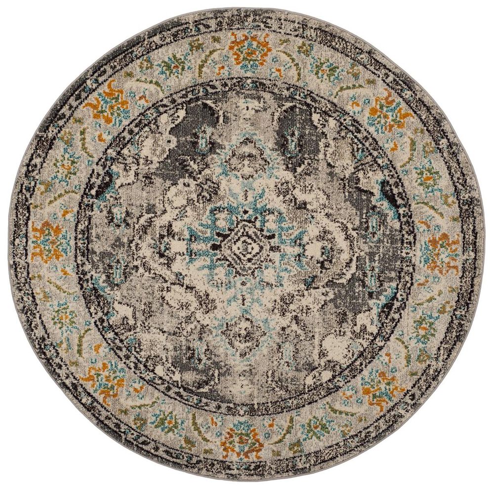 Safavieh Monaco MNC243G-5R 5&#39; Round Grey/Light Blue Area Rug, , large
