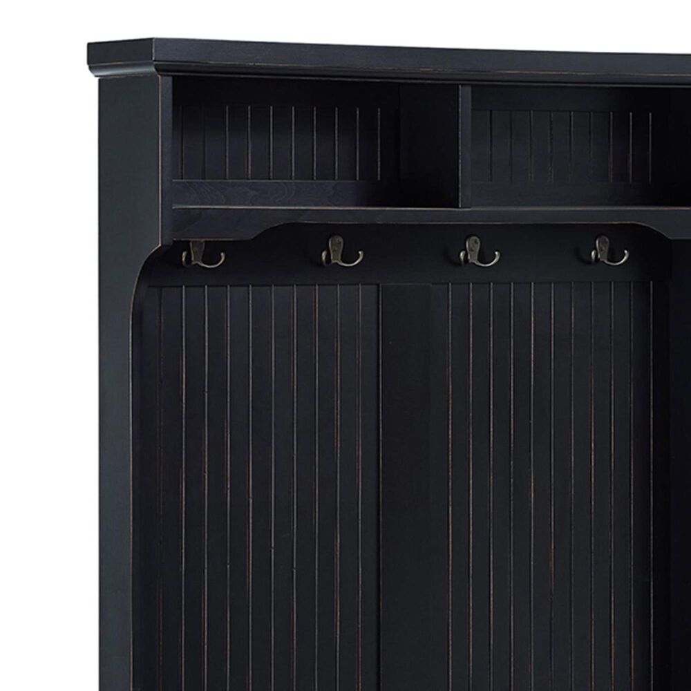Crosley Furniture Seaside Hall Tree in Distressed Black NFM