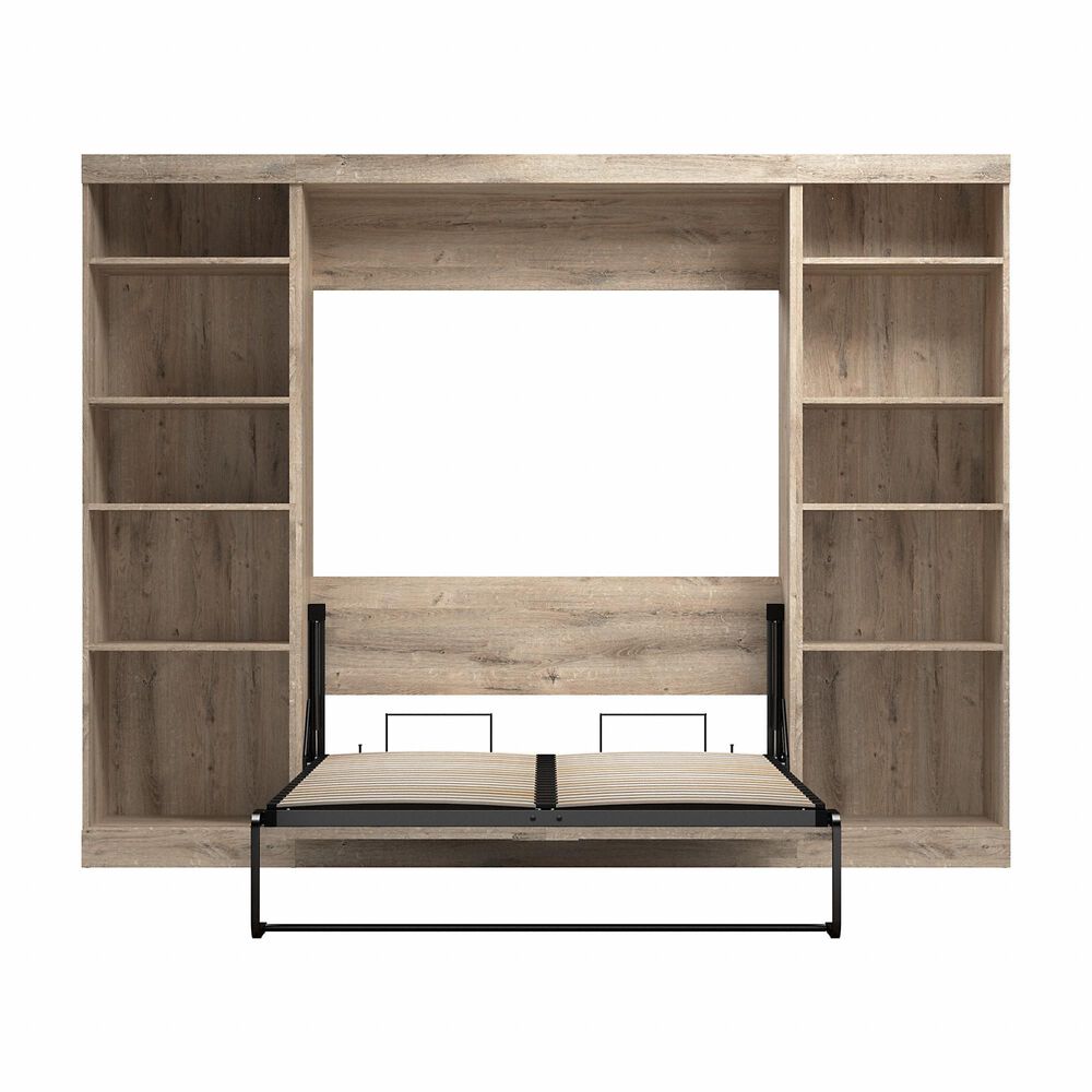 Bestar Pur 109&quot; Full Murphy Storage Bed in Rustic Brown, , large