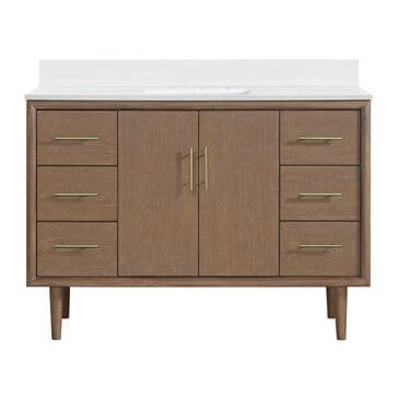37B Mertola 48" Single Bathroom Vanity Cabinet in Walnut Drift with White Composite Stone Top and Backsplash, , large